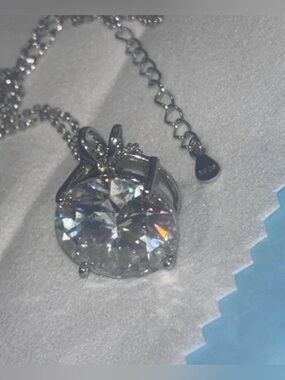 12 CTW Moissanite Solitaire Pendant Necklace S925 Sterling Silver